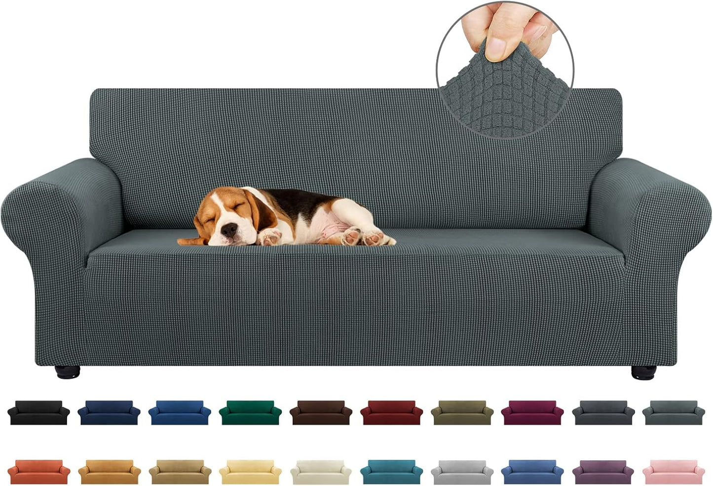 KEKUOU Stretch Sofa Cover Slipcover for 3 Cushion Couch Sofa
