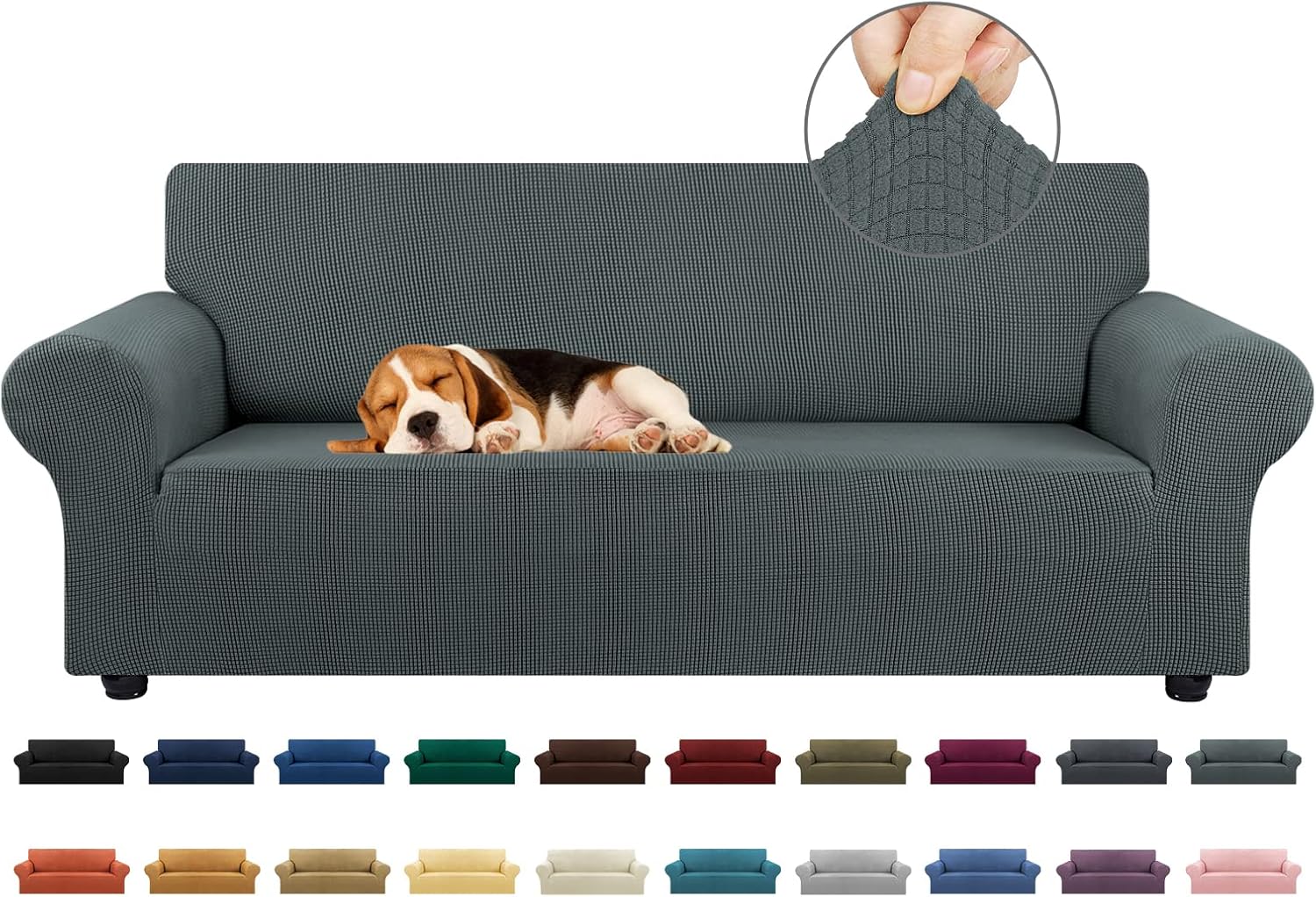 KEKUOU Stretch Sofa Cover Slipcover for 3 Cushion Couch Sofa