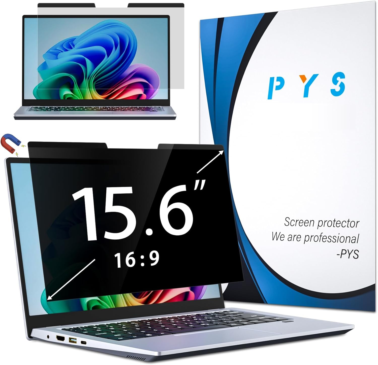 PYS Magnetic Laptop Privacy Screen Filter 15.6 Inch - Shield Your Work