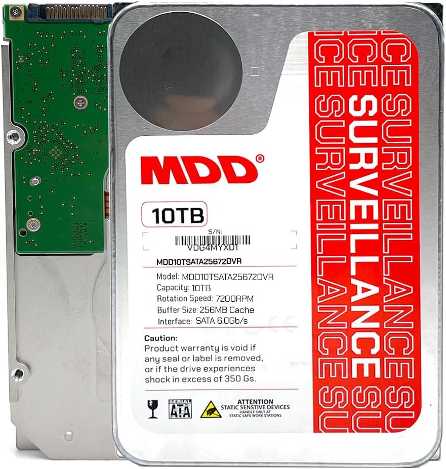 MDD 10TB 7200RPM Internal Surveillance Hard Drive for Heavy Workloads