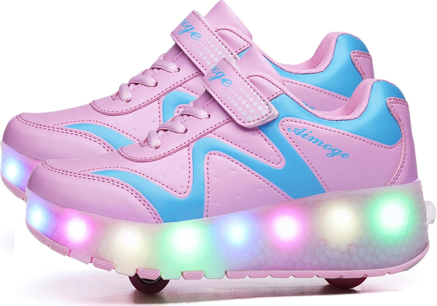 Aikuass USB Chargable LED Light Up Roller Shoes for Kids
