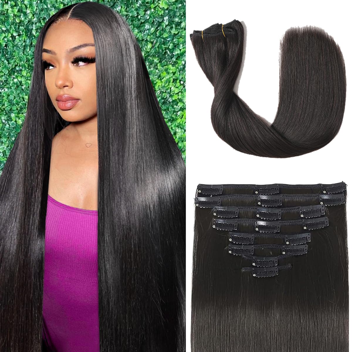 Clip in Hair Extensions Real Human Hair for Stunning Volume