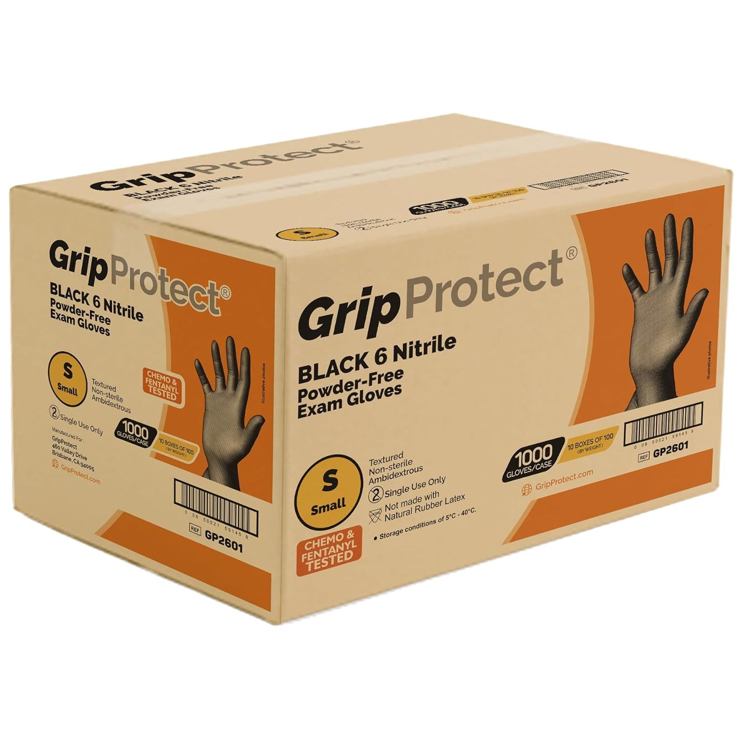 GripProtect 6 Mil Black Nitrile Exam Gloves for Heavy Duty Tasks
