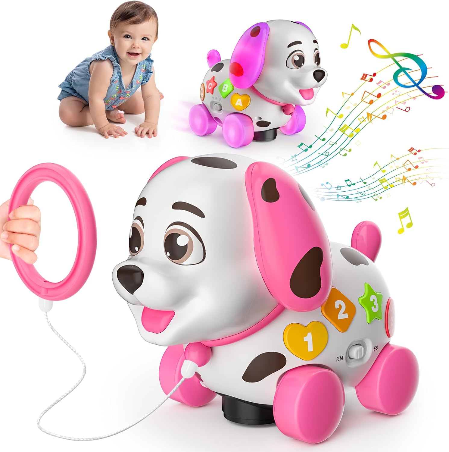 Bilingual Musical Puppy Toy for Crawling Babies