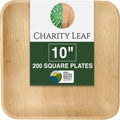 Charity Leaf Compostable 10ft Square Palm Leaf Dinner Plates - Eco