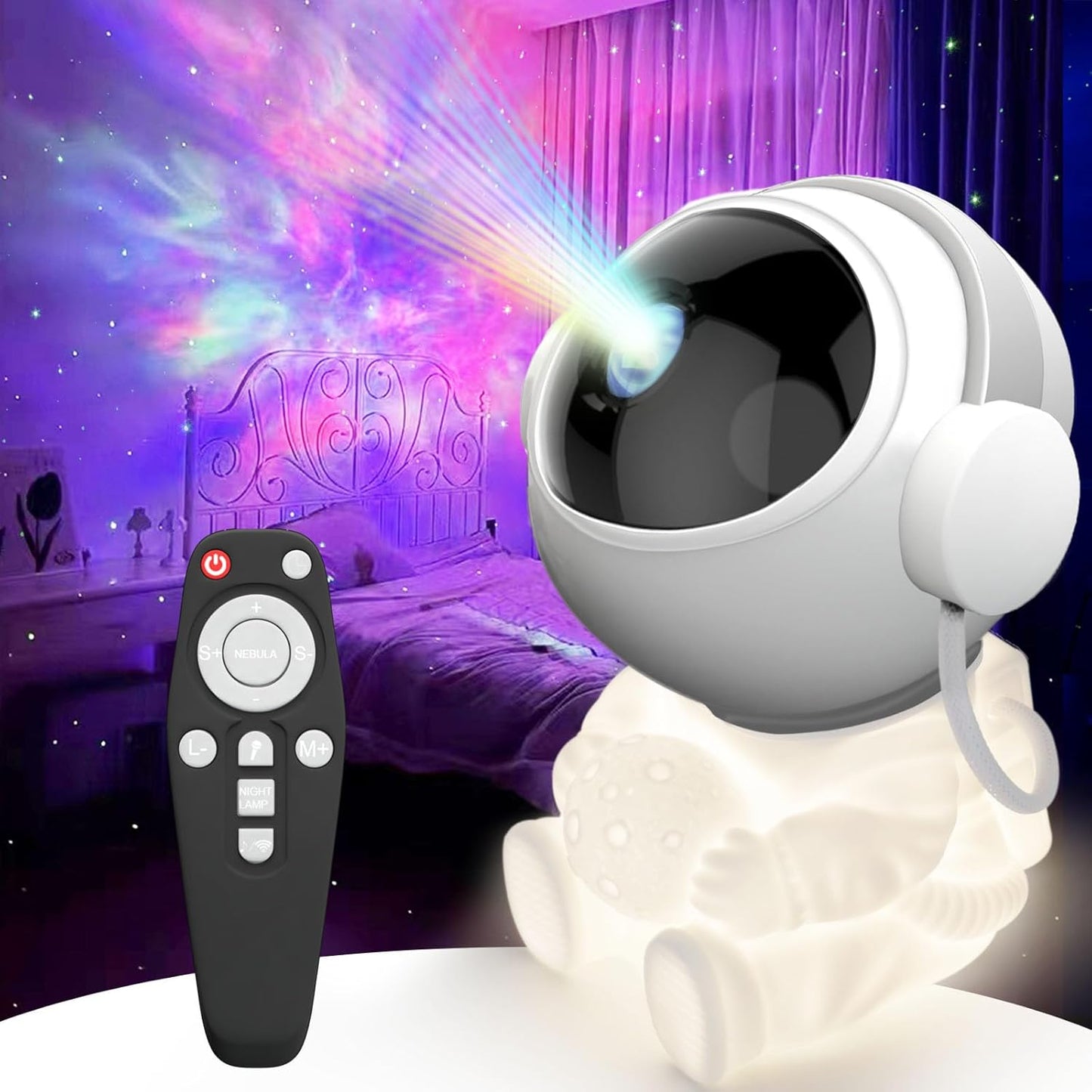 Starry Night Lamp: Galaxy Projector with Timer & Remote