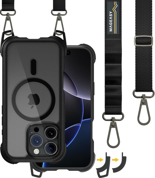 MAGEASY iPhone 16 Pro Case with Strap - 20ft Drop Protection