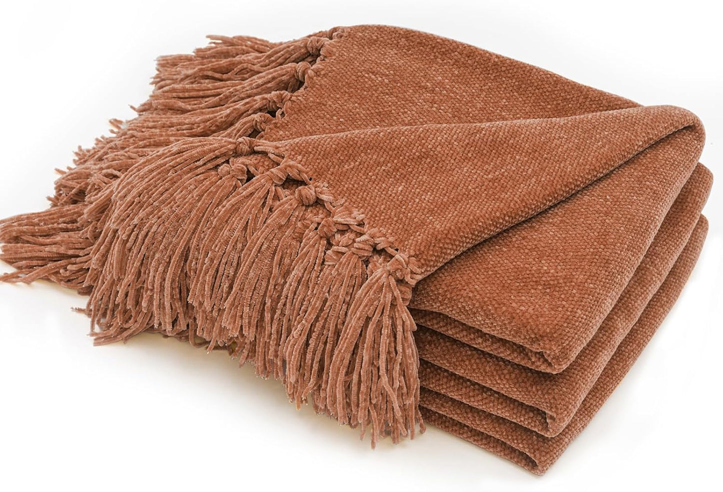 RECYCO Chenille Throw Blanket Soft Cozy with Fringe Tassel