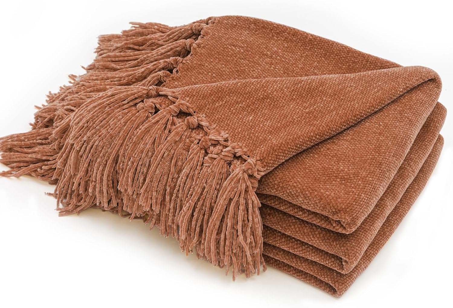 RECYCO Chenille Throw Blanket Soft Cozy with Fringe Tassel