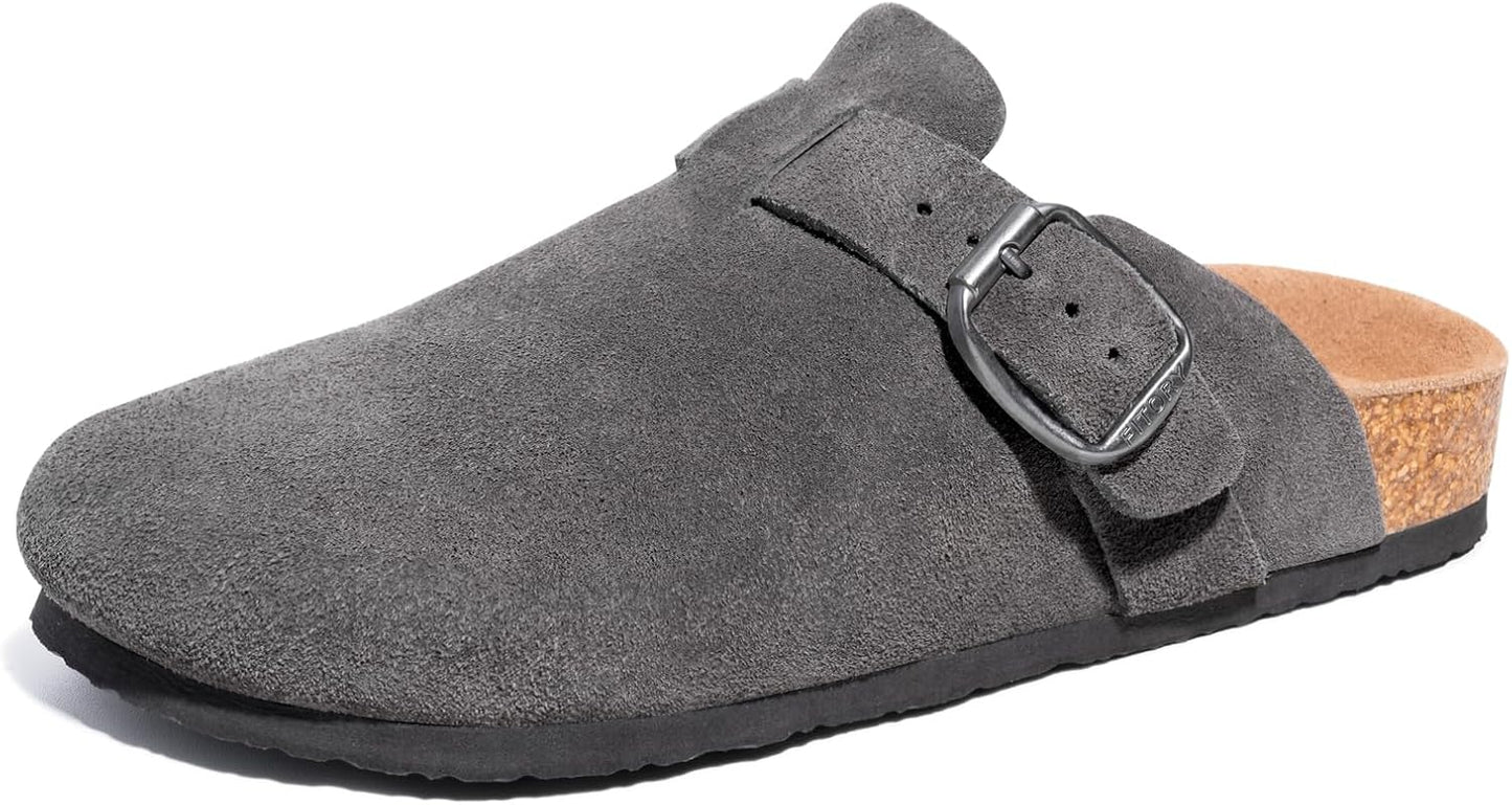 FITORY Mens Suede Clogs with Arch Support for Ultimate Comfort