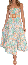 ZESICA Women's Strapless Boho Maxi Dress - Flattering Summer Essential