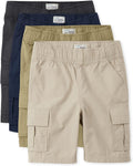 Boys Essential Cargo Shorts Pack of 4 - Durable Everyday Shorts Place