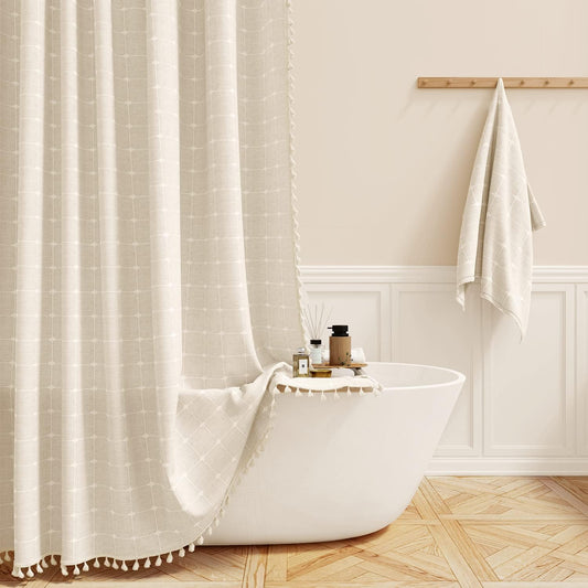 Extra Wide Boho Farmhouse Shower Curtain Set for Elegant Bathrooms