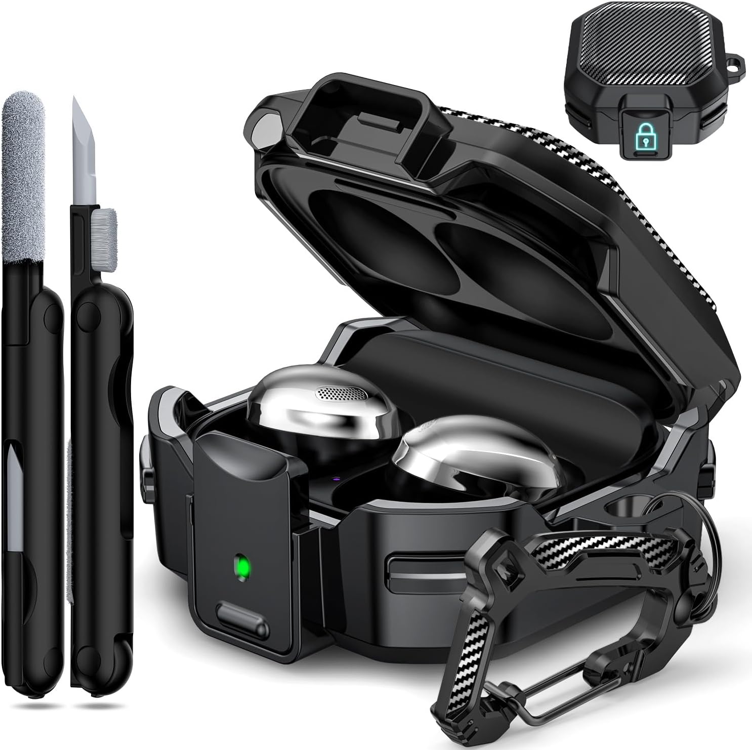 RFUNGUANGO Military Carbon Fiber Case for Samsung Galaxy Buds - Anti-Drop & Stylish