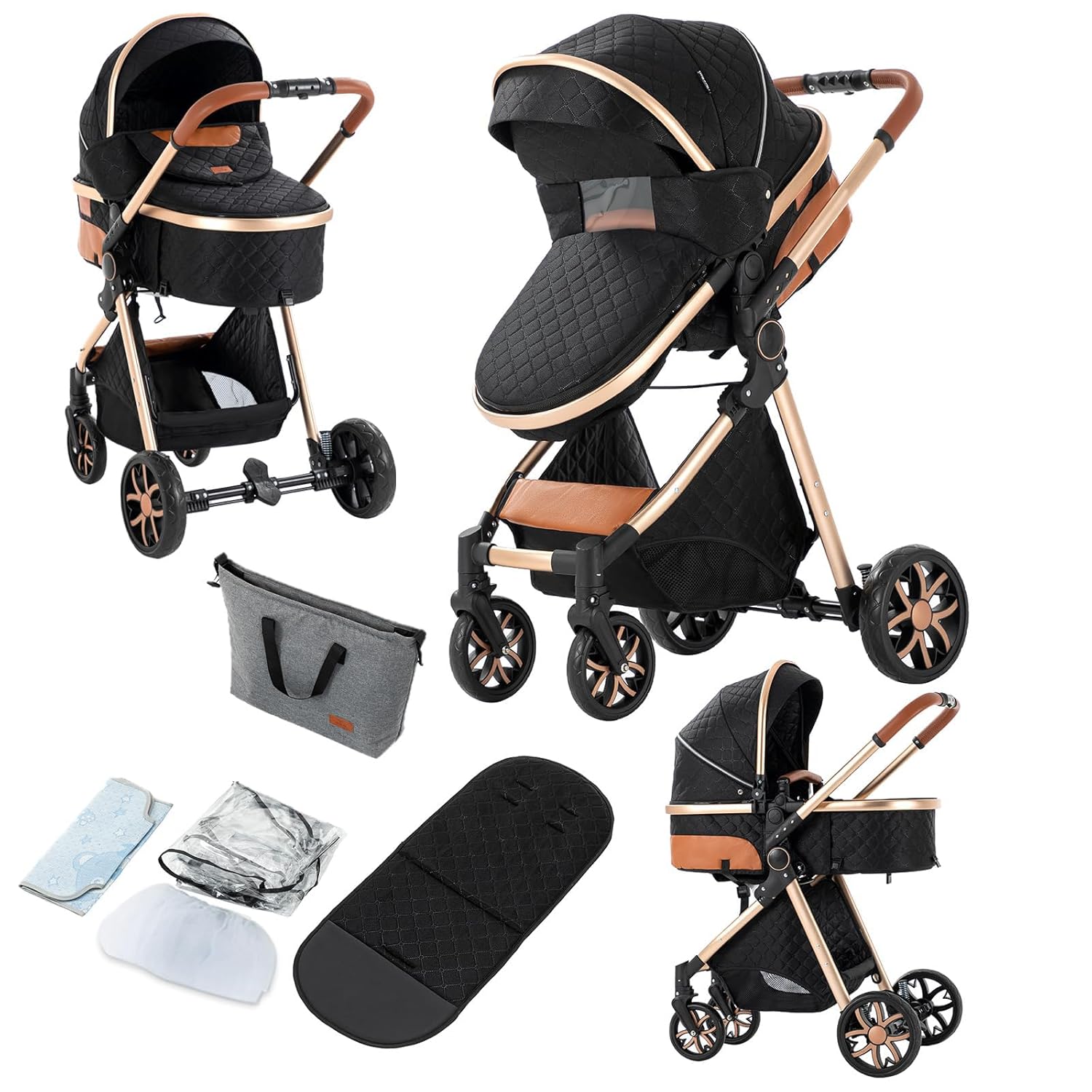 2 in 1 Baby Stroller Convertible Pram for Newborns and Toddlers