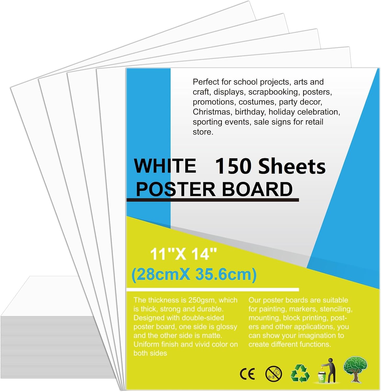 150 Pcs 11 x 14 Poster Board for Arts and Crafts Projects