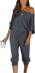 Two Piece Ribbed Knit Off Shoulder Lounge Set - Cozy Fall Staple