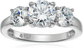 Platinum-Plated Sterling Silver Round 3-Stone Ring - Timeless Sparkle