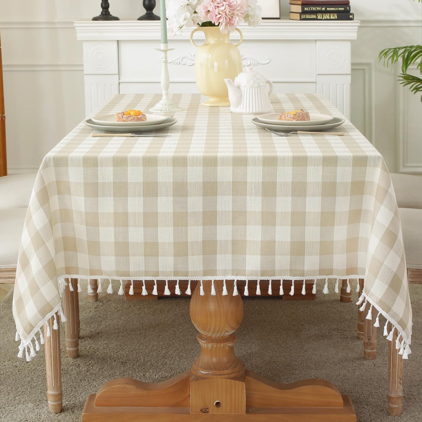 Checkered Tablecloth Rectangle Washable Buffalo Plaid for Dining