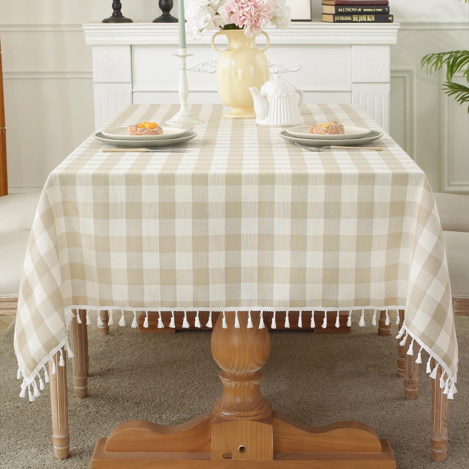 Checkered Tablecloth Rectangle Washable Buffalo Plaid for Dining