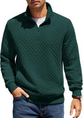 Mens Quarter Zip Pullover Quilted Sweatshirt - Warm, Soft Knit