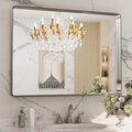 40x30 in Brushed Nickel Bathroom Mirror Rounded Rectangle - Clear