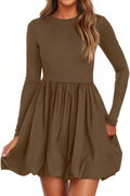 Fall Dresses for Women 2025 Casual Long Sleeve Bubble Mini Dress