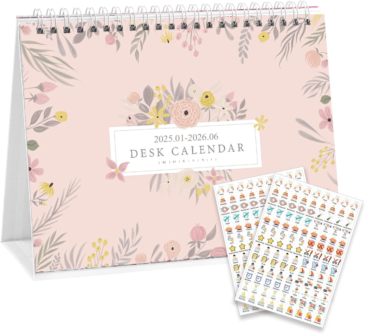 2025-2026 Academic Desk Calendar w/ Stickers & US Holidays - MOKANI