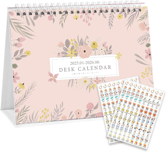 2025-2026 Academic Desk Calendar w/ Stickers & US Holidays - MOKANI