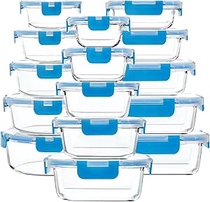 30 Pieces Glass Food Storage Containers with Snap Locking Lids