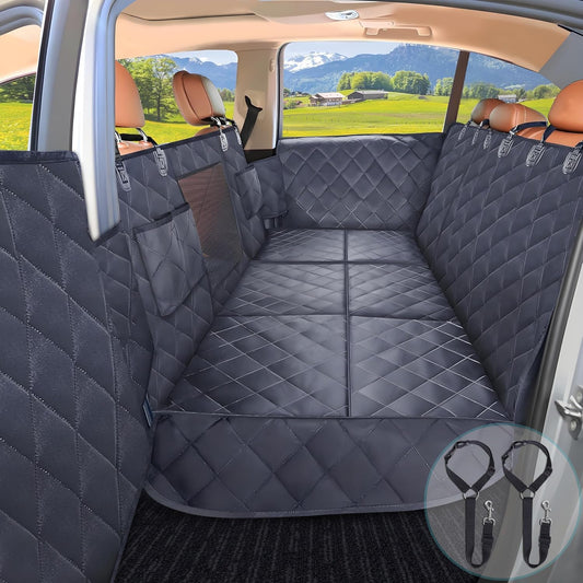 Back Seat Extender for Dogs with Seat Belts and Cover
