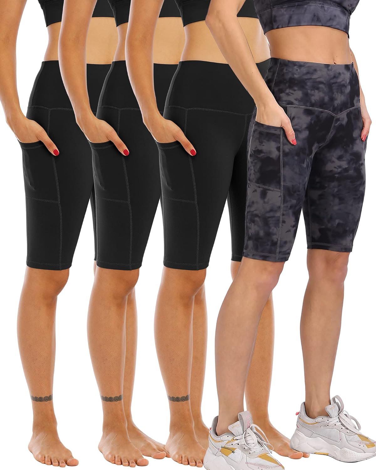Biker Yoga Shorts with Pockets for Women - High Waisted Comfort