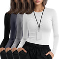 4 Pack Women's Underscrub Shirts Long Sleeve Slim Fit Crewneck - Soft