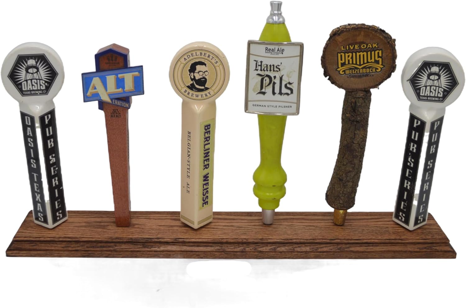 Handmade American Red Oak Beer Tap Handle Display for Bars