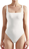 SUUKSESS Women Square Neck Thong Bodysuit - Backless Sleeveless Fit