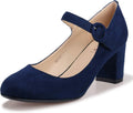 Women Mary Jane Low Block Heels Pumps - Comfortable Office Wedding
