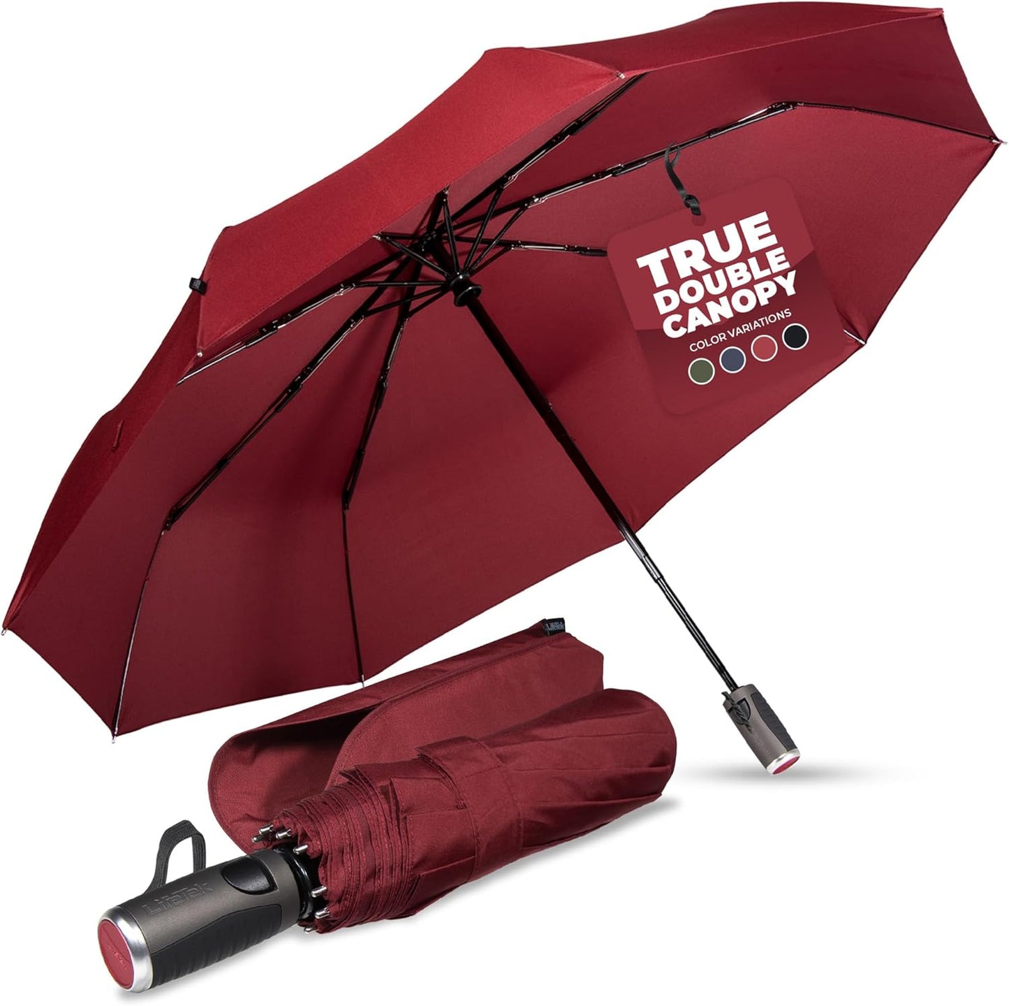 LifeTek Premium Travel Umbrella - Compact Windproof Design