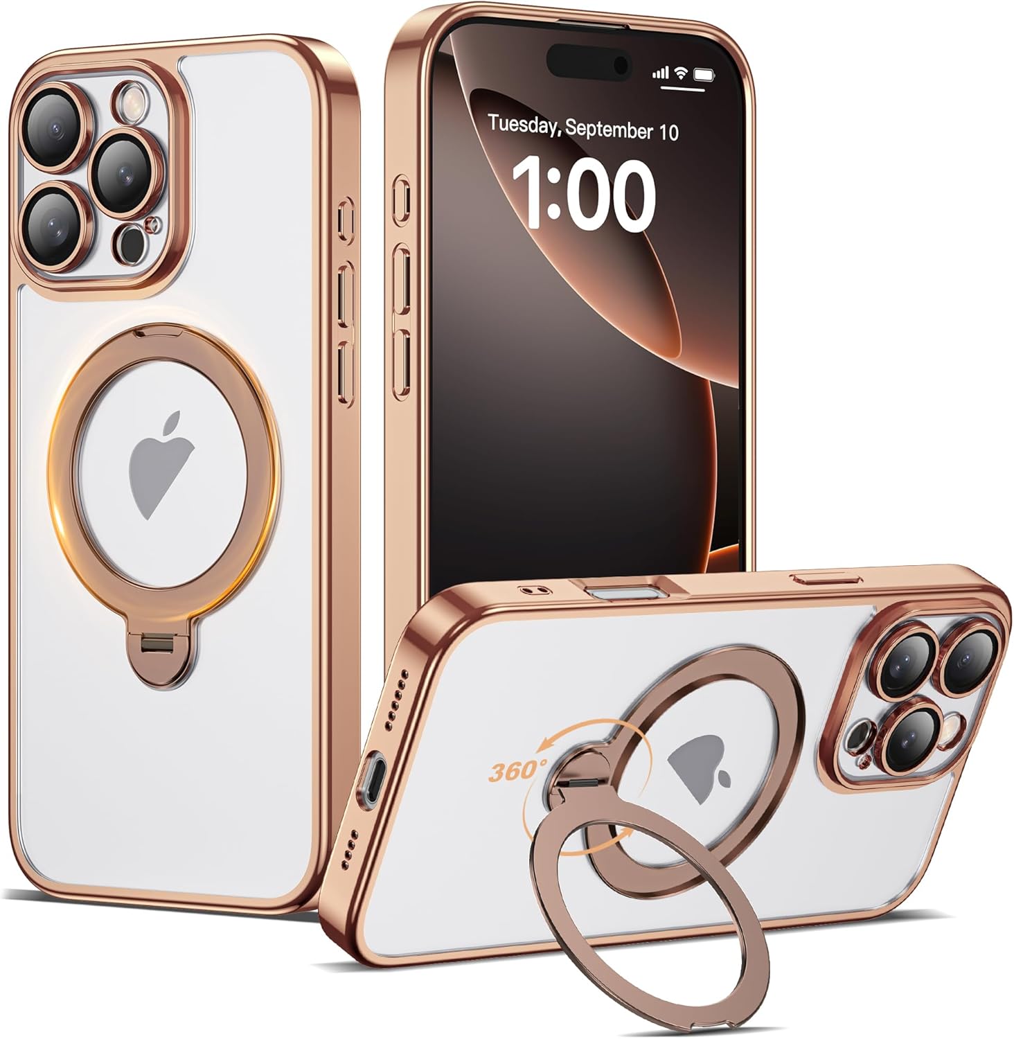 Compatible with iPhone 16 Pro Max Case with 360 Spin Stand