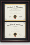 Picture Frame for 2 x 8.5in x 11in Documents - Black Mat, Golden Rim