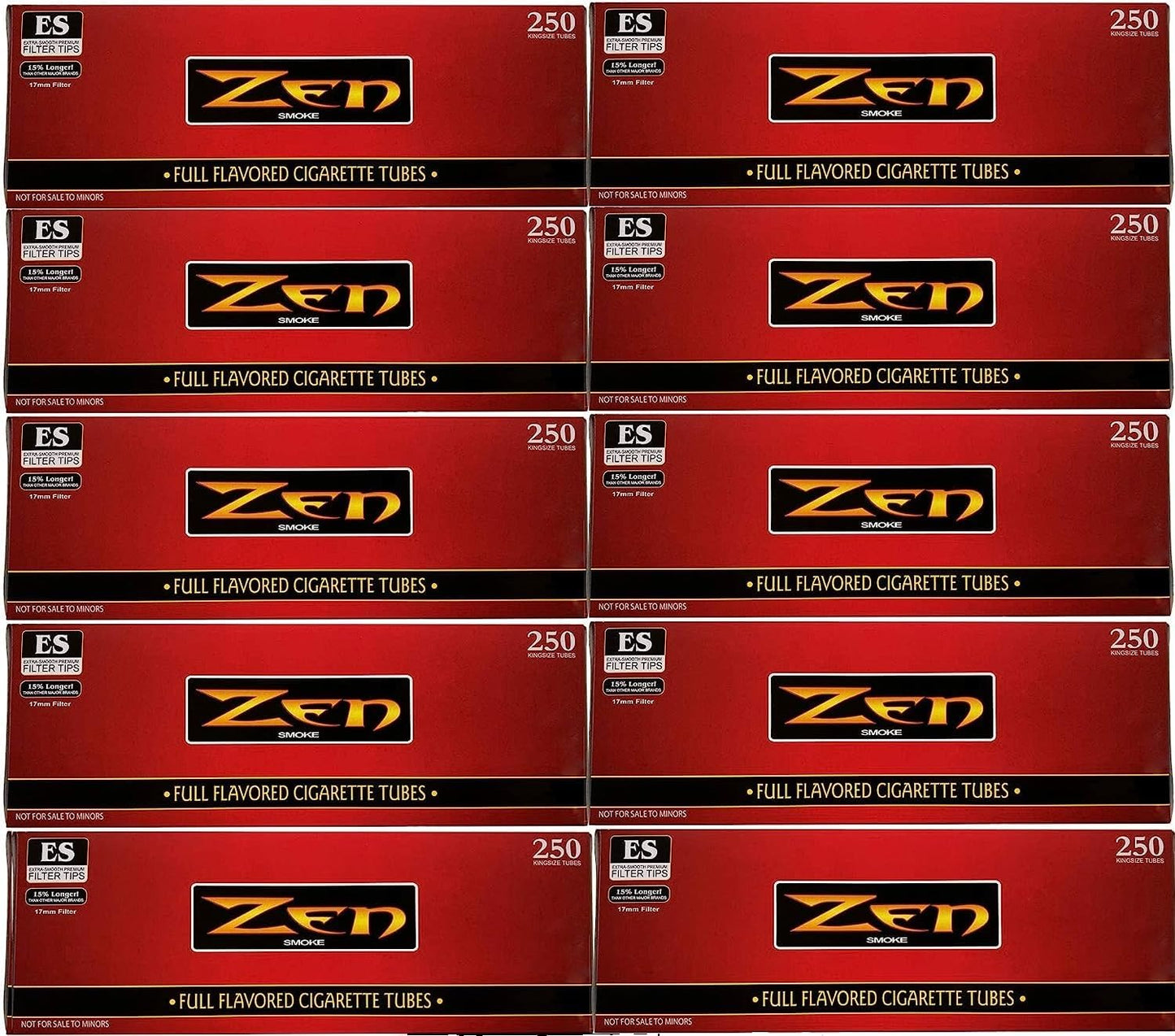 ZEN King Size Full Flavor Cigarette Tubes - 10 Boxes for Smokers