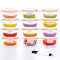 Luvan 7oz Glass Baby Food Containers, 12 Pack - Leakproof Stackable