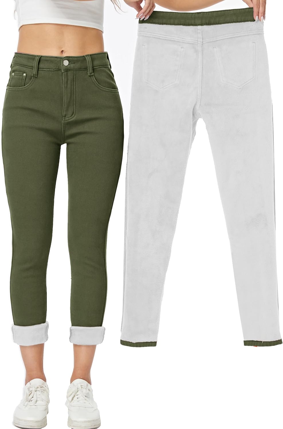 Yehopere Women's Winter Fleece Lined Jeans for Cold Weather