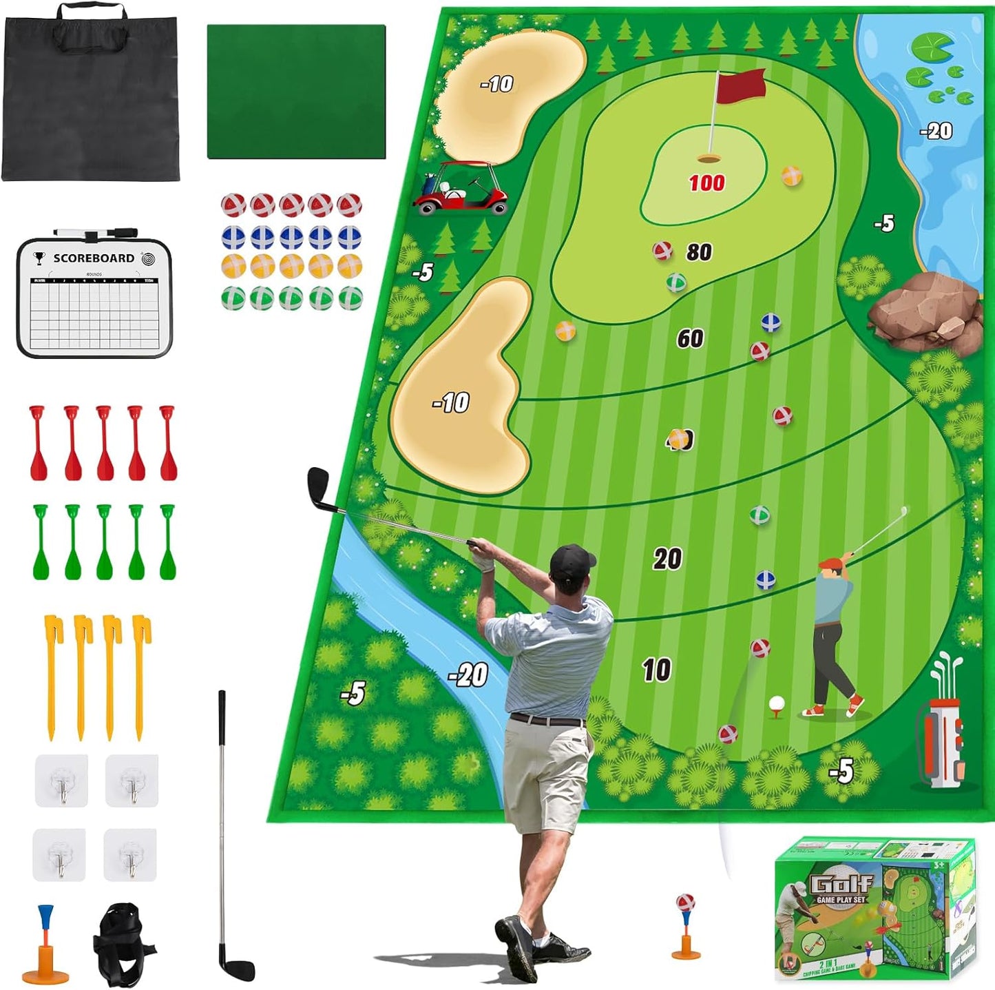 Improve Your Golf Skills Anywhere with FINCOME Chipping Mat Set