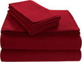 King Dark Red Solid Flannel Deep Pocket Sheet Set - Cozy Fit