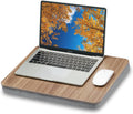 Dark Brown Wood Portable Lap Laptop Desk with Pillow Cushion - Fits up