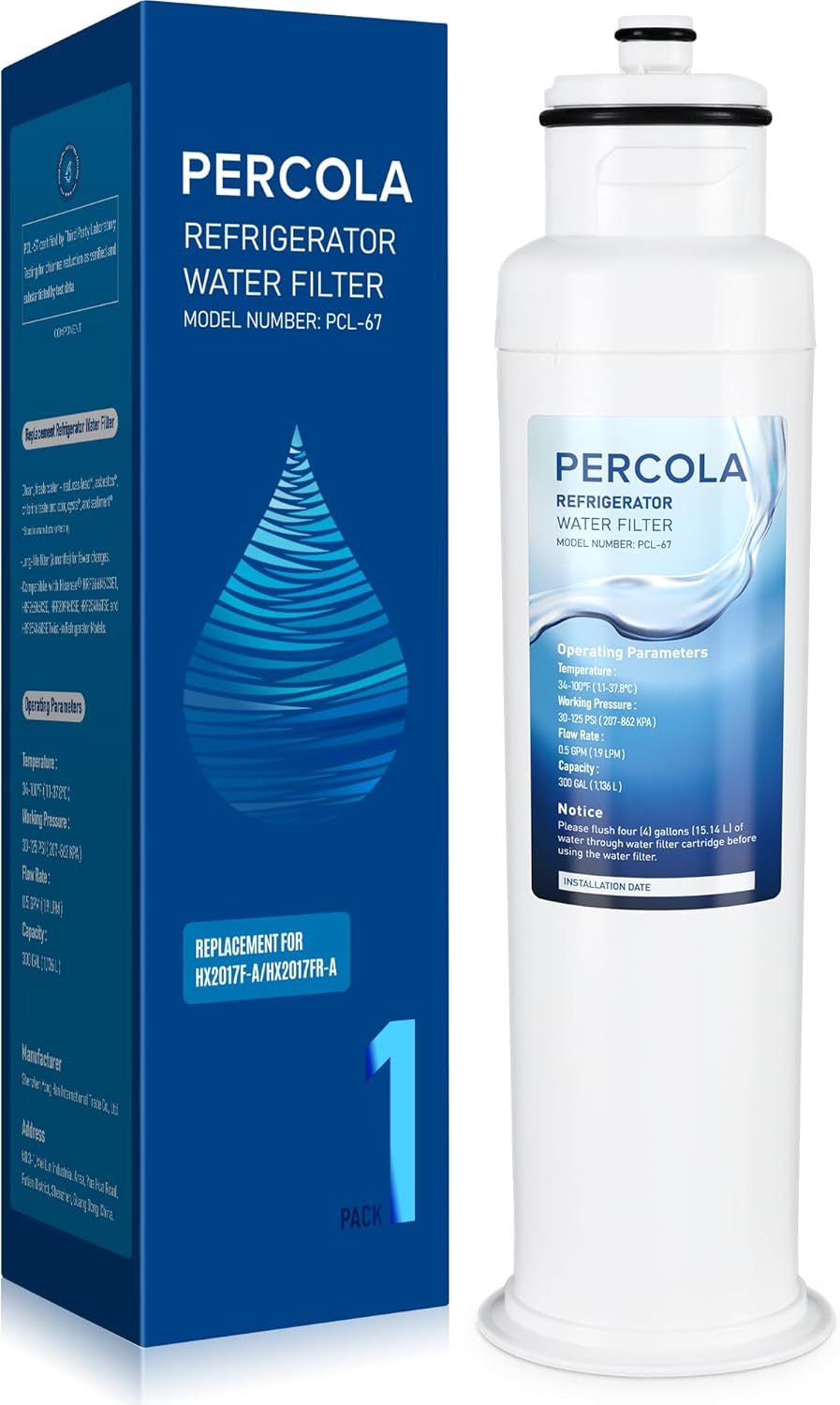 HX2017FR-A Water Filter for Hisense Refrigerators - 1 Pack