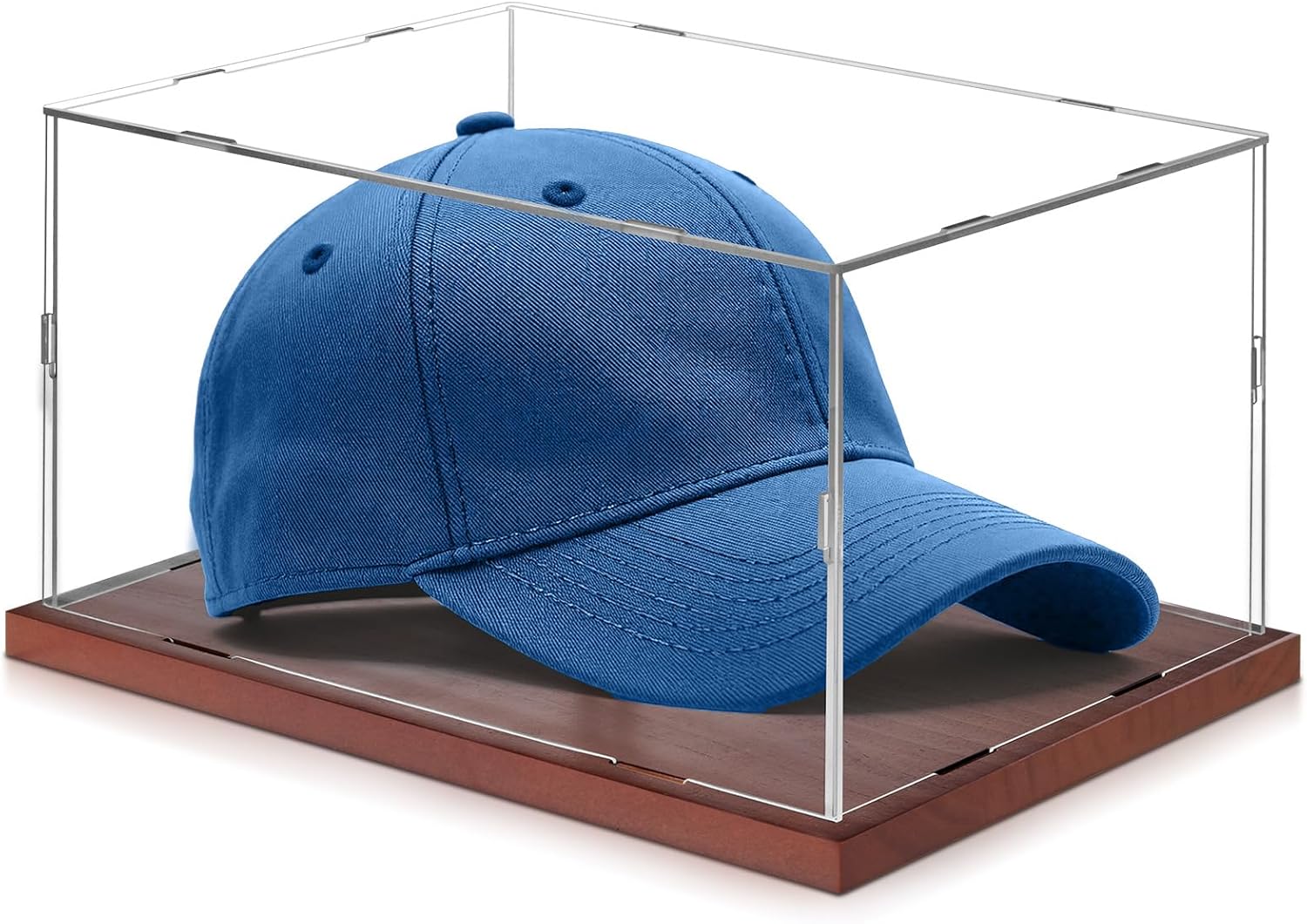 Acrylic Baseball Cap Display Case with Solid Wood Base for Collectors