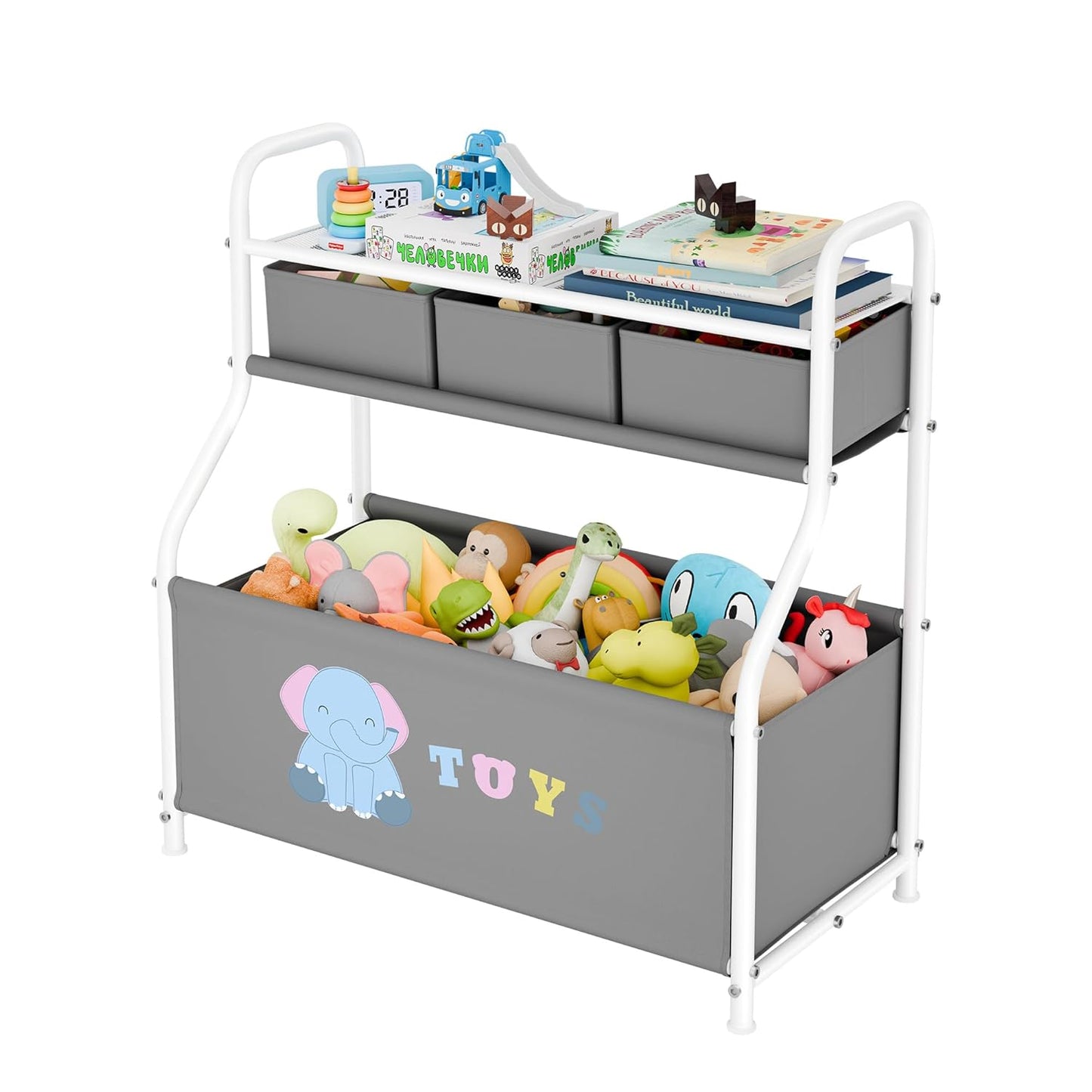 GRANNY SAYS Toy Box with Kids Bookshelf for Playroom Storage