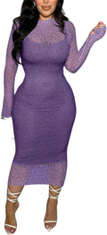 Women's Elegant Bodycon Midi Lace Dress - Flattering Stretch Fit Night