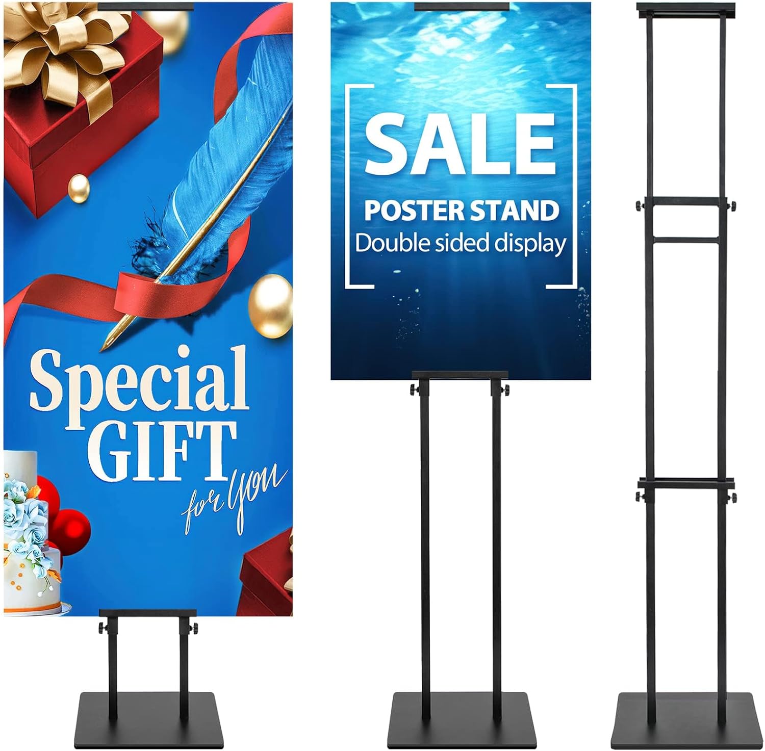 Double Sided Poster Stand Display for Adjustable Height Use